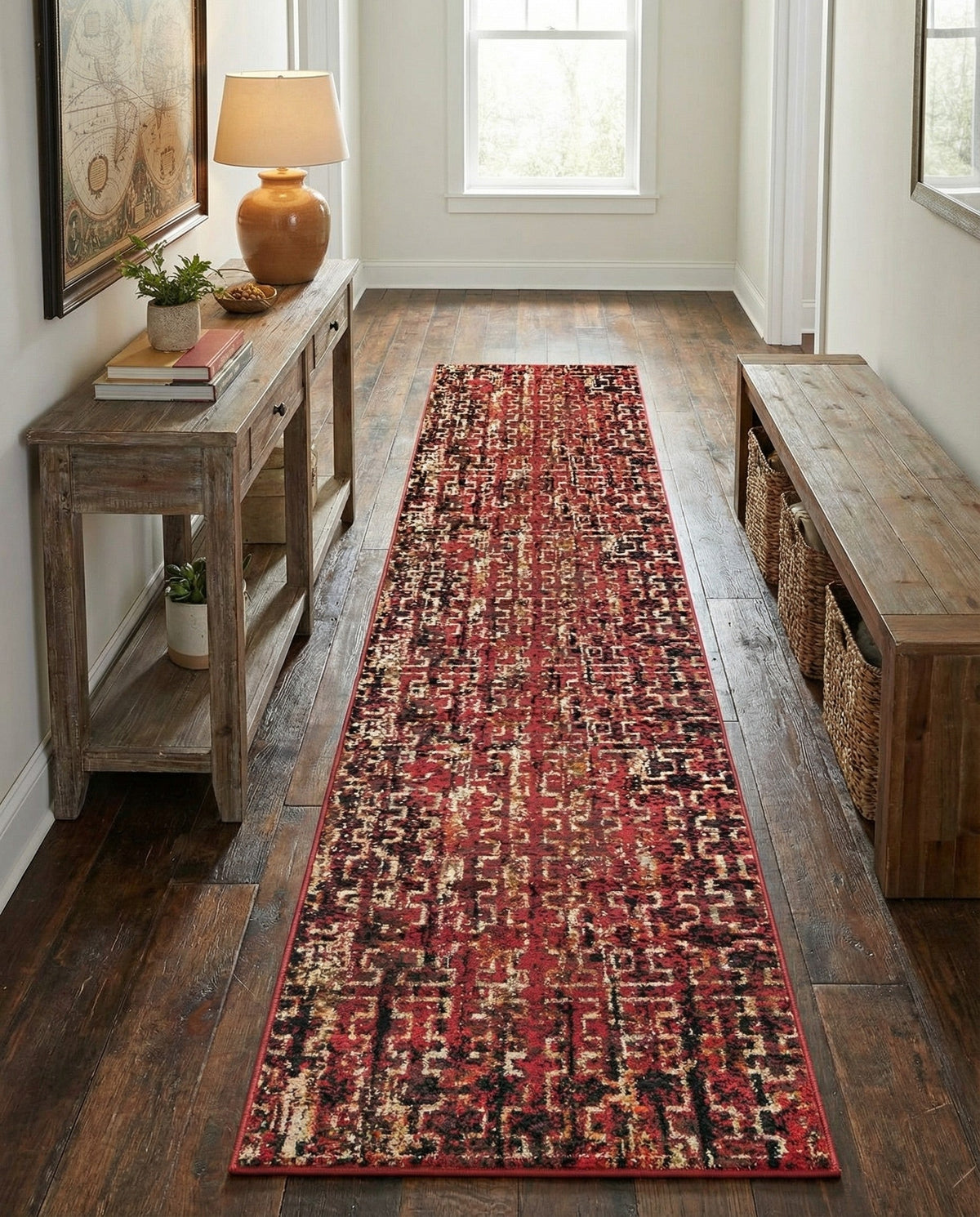 Neptune Elegance Collection Area Rug -  Proteus Runner Burgundy  lifestyle 125