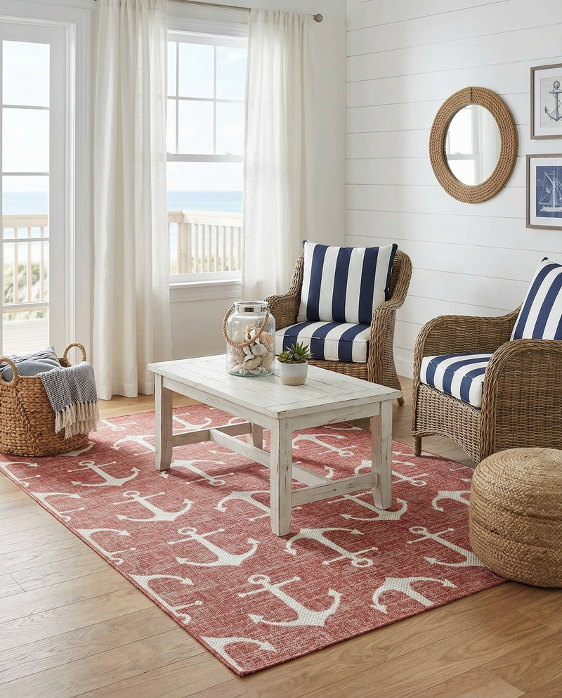 Seaside Haven Rugs Collection Area Rug - Sapphire (Rust Red) Rectangle Rust Red  lifestyle 16
