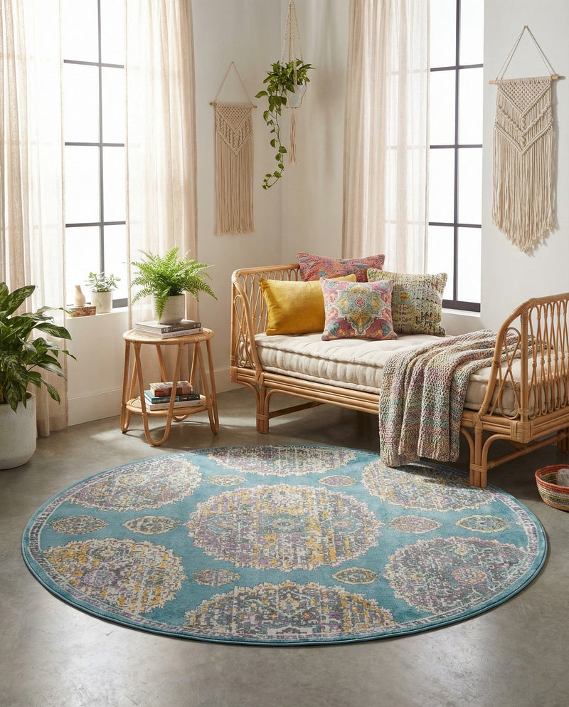 Arcadia Rugs Collection Area Rug -  Atlantis (Blue) Round Blue  lifestyle 37