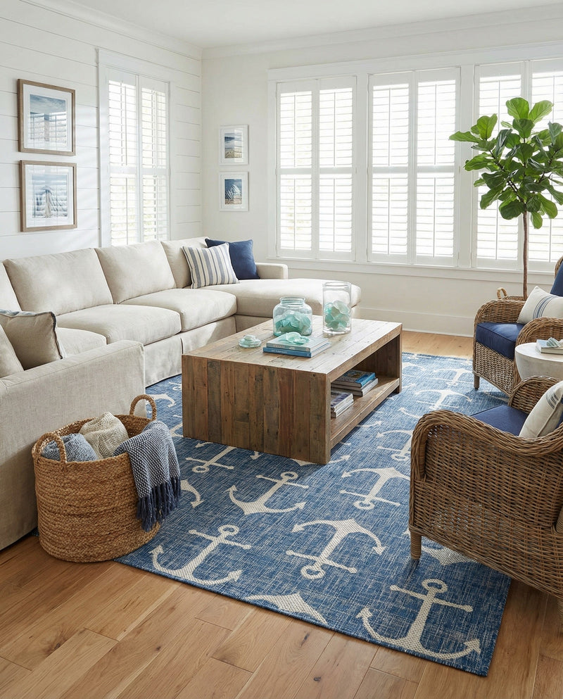 Seaside Haven Rugs Collection Area Rug - Sapphire (Blue) Rectangle Blue  lifestyle 17