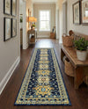 Tabriz Tapestries Collection Area Rug - Azerbaijan (Navy Blue) Runner Navy Blue  lifestyle 52