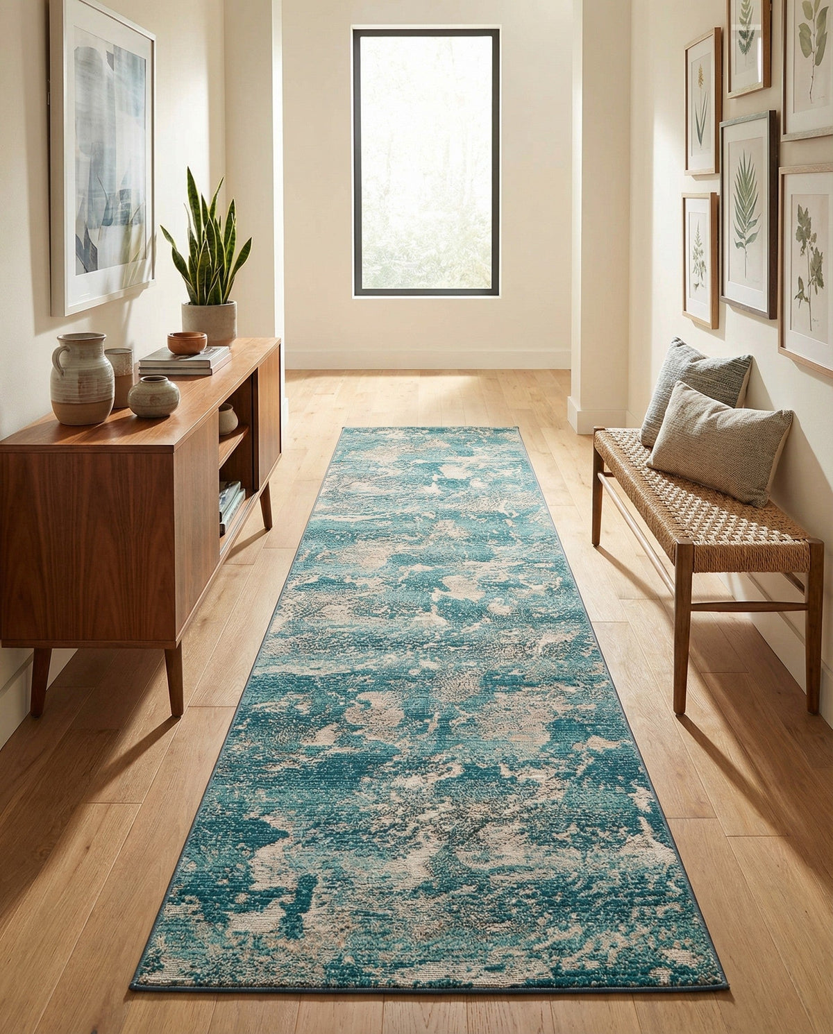 Urban Terrace Collection Area Rug -  Gazebo Runner Aqua Blue  lifestyle 91