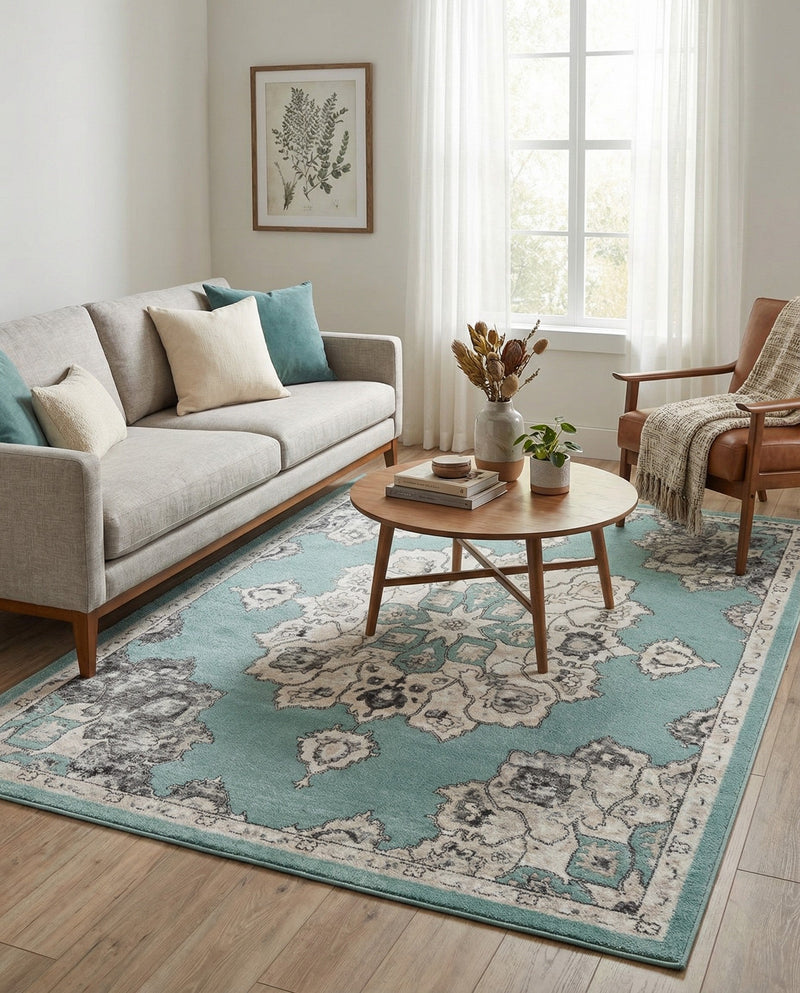 Beverly Grove Collection Area Rug - Melrose (Aqua) Rectangle Aqua  lifestyle 18