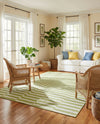 Seaside Stripes Collection Area Rug - Cabana (Green) Rectangle Green  lifestyle 29