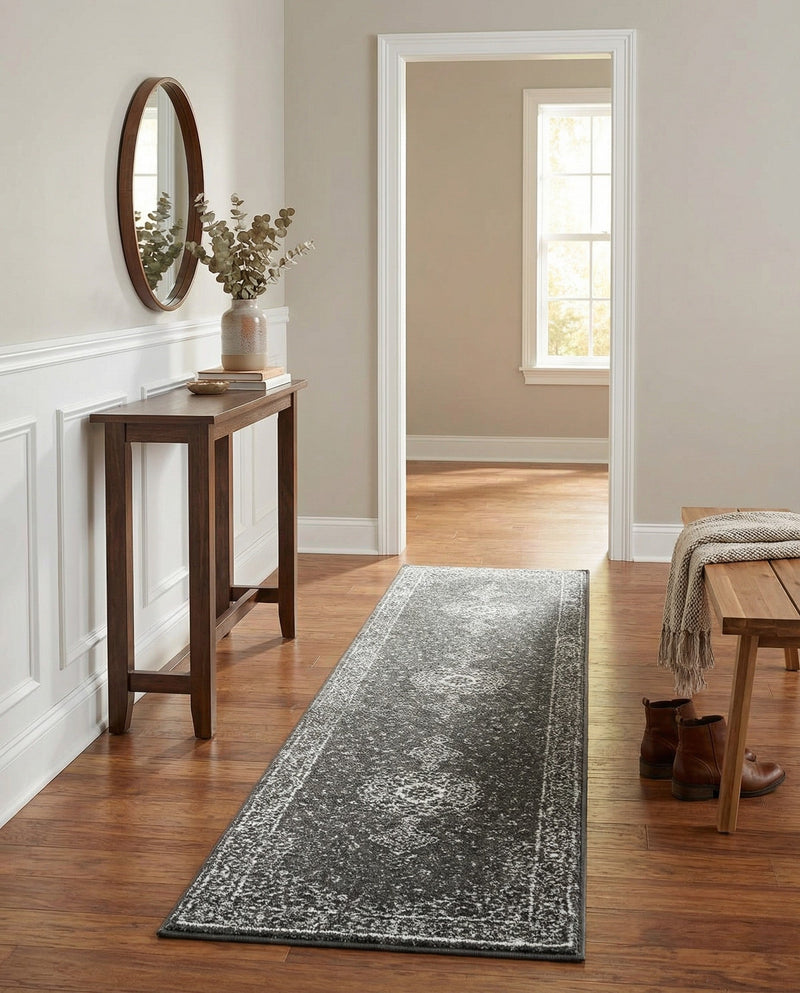 Dover Terrace Collection Area Rug - Marina (Dark Gray) Runner Dark Gray  lifestyle 66
