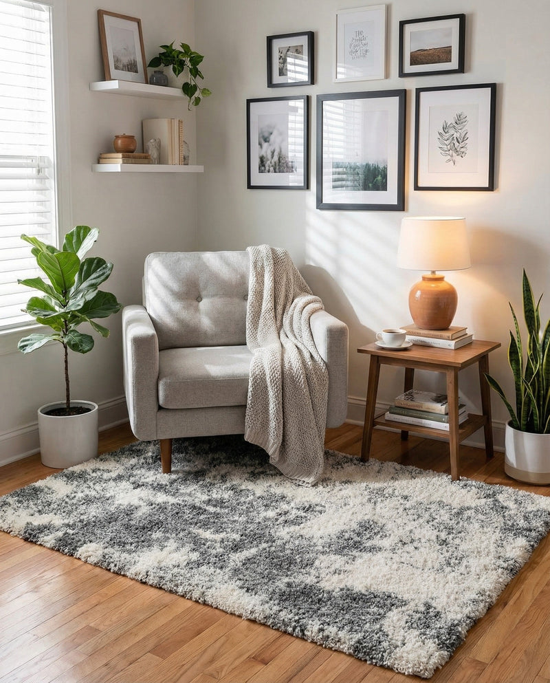 Cozy Haven Shag Collection Area Rug -  Tranquility (Smoke Gray) Rectangle Smoke Gray  lifestyle 4