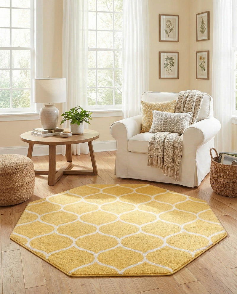 Trellis Mosaic Collection Area Rug -  Pergolatown (Yellow) Octagon Yellow  lifestyle 41
