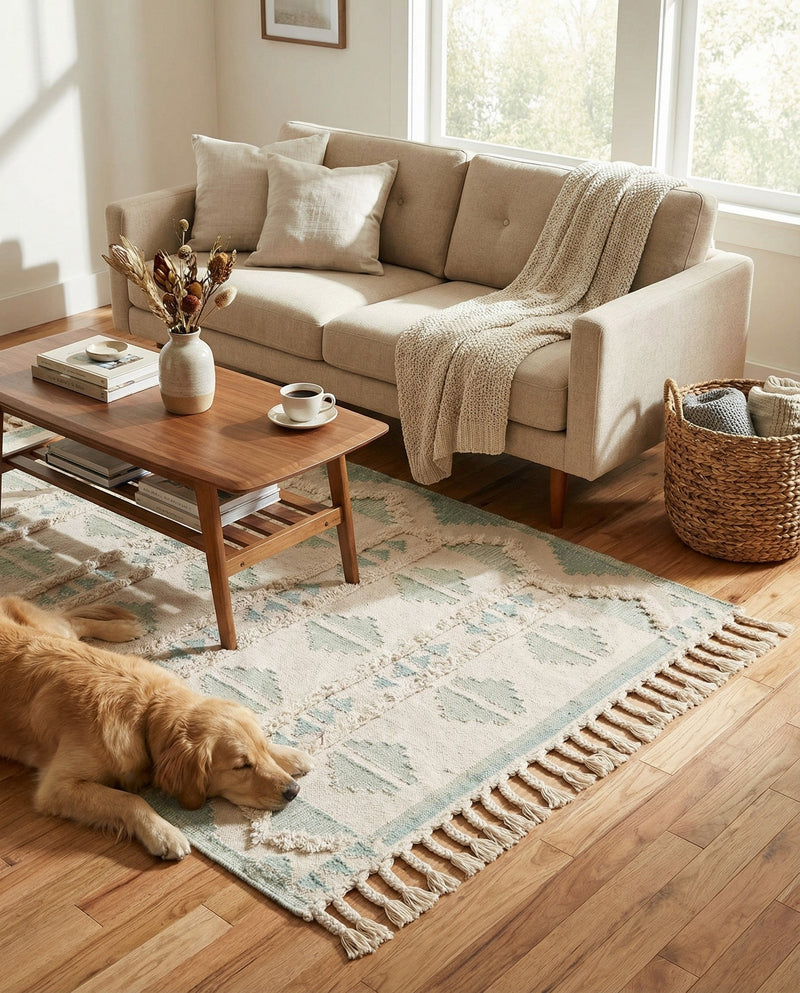 Sonoran Collection Area Rug - BellRock Rectangle Aquamarine and White  lifestyle 24