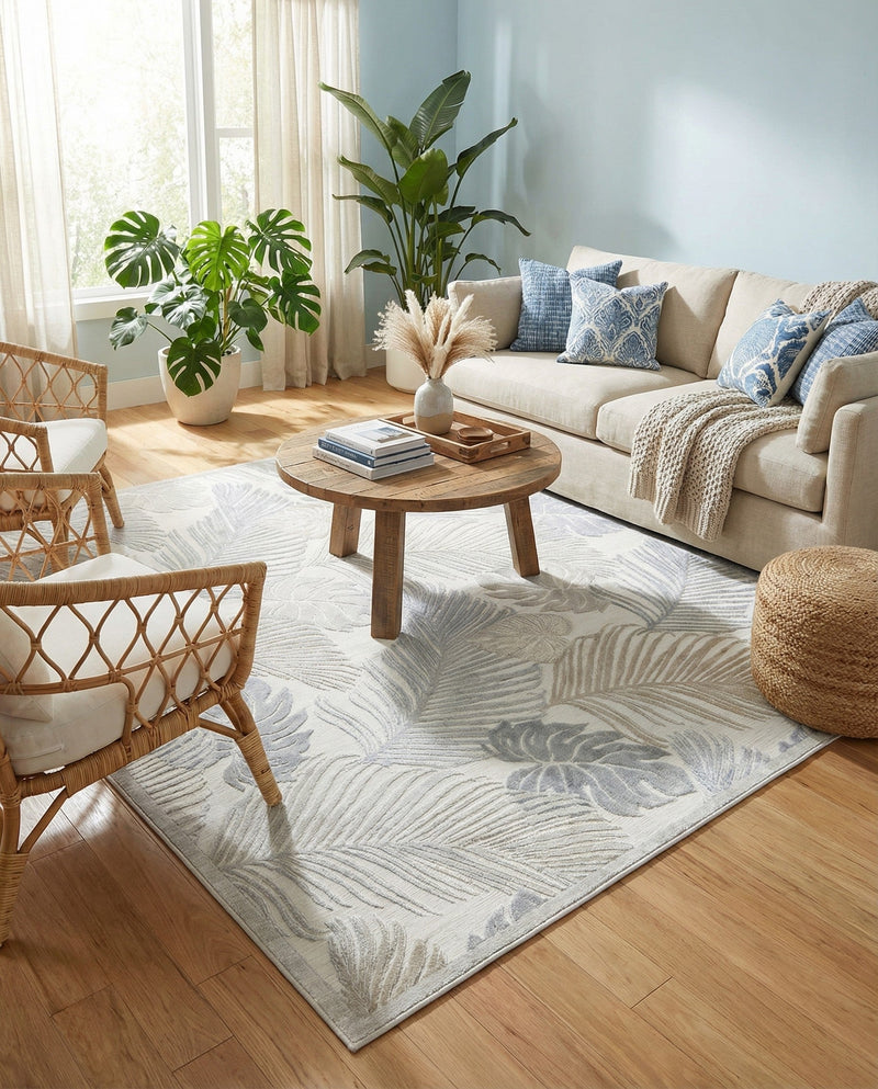 Seaside Blooms Collection Area Rug -  Tranquil Rectangle Gray  lifestyle 22