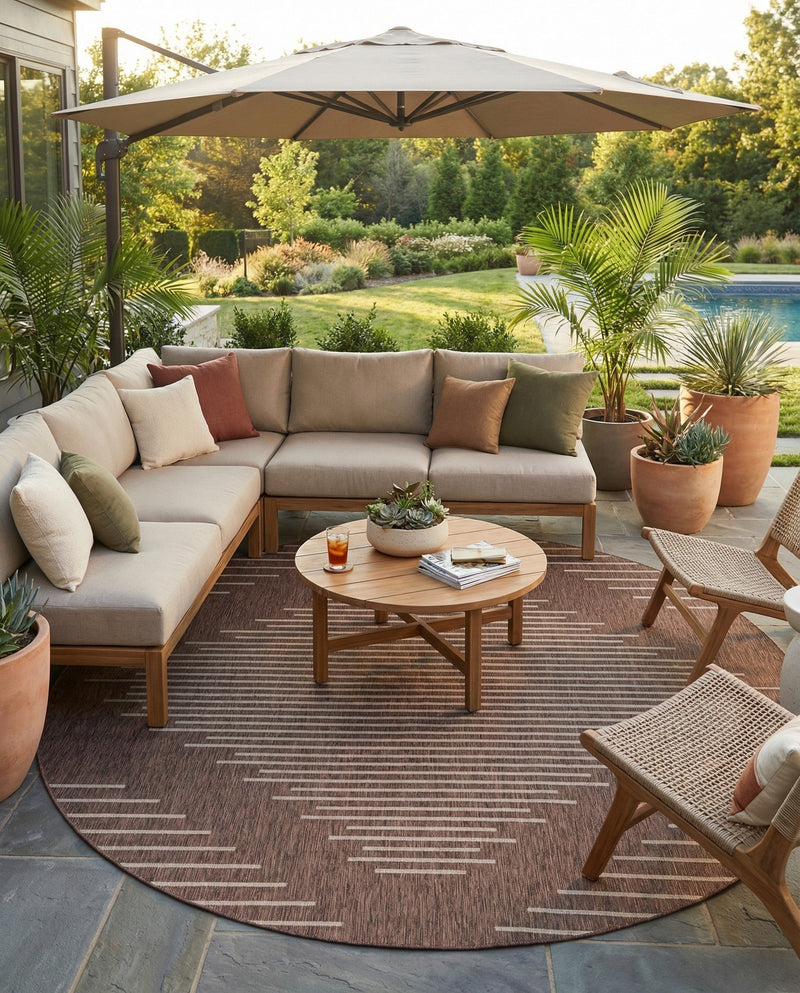 Urban Terrace Collection Area Rug -  Chelsea (Brown) Round Brown  lifestyle 31