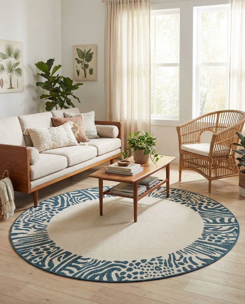 Savannah Escape Collection Area Rug - Serengeti Round Ivory  lifestyle 48