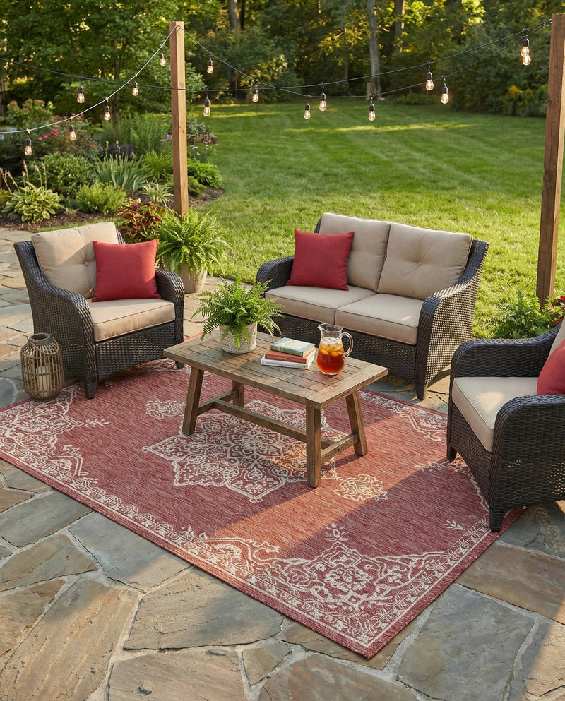Patio Heritage Collection Area Rug -  Charleston (Rust Red) Rectangle Rust Red  lifestyle 11