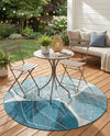 Urban Terrace Collection Area Rug -  Courtyard Round Blue and Ivory  lifestyle 48