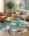 Urban Terrace Collection Area Rug -  Loggia Round Multi  lifestyle 72