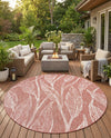 Seaside Blooms Collection Area Rug -  Evergreen (Rust Red) Round Rust Red  lifestyle 47