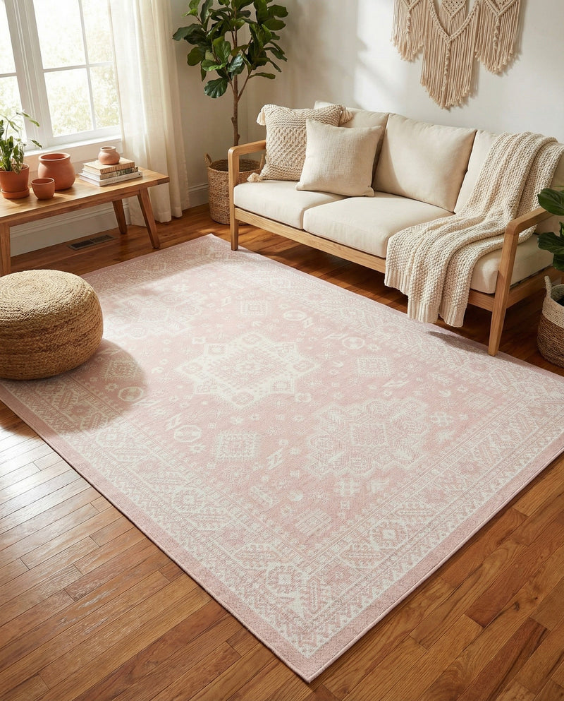 Tribal Terrace Treasures Collection Area Rug -  Incan Isle (Pink) Rectangle Pink  lifestyle 9