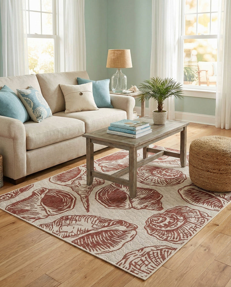 Seaside Haven Rugs Collection Area Rug -  Lighthouse (Ivory Rust Red) Rectangle Ivory Rust Red  lifestyle 15