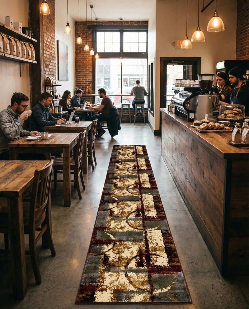 Bistro Lounge Collection Area Rug -  FlatWhite Runner Multi  lifestyle 90