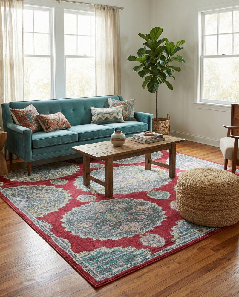 Arcadia Rugs Collection Area Rug -  Atlantis (Red) Rectangle Red  lifestyle 7