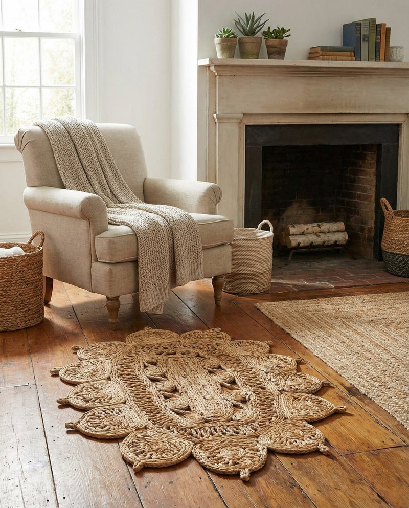 Woven Seaside Jute Collection Area Rug - Coastalhaven (Natural) Oval Natural  lifestyle 23