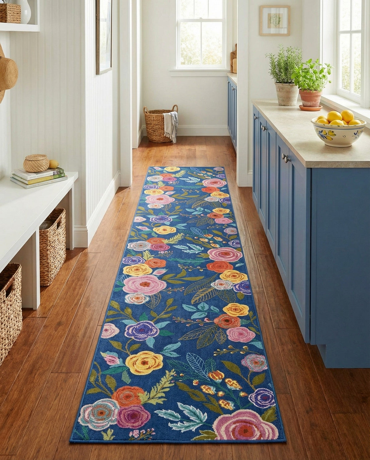 Meadow Breeze Collection Area Rug -  Petal Runner Blue  lifestyle 99