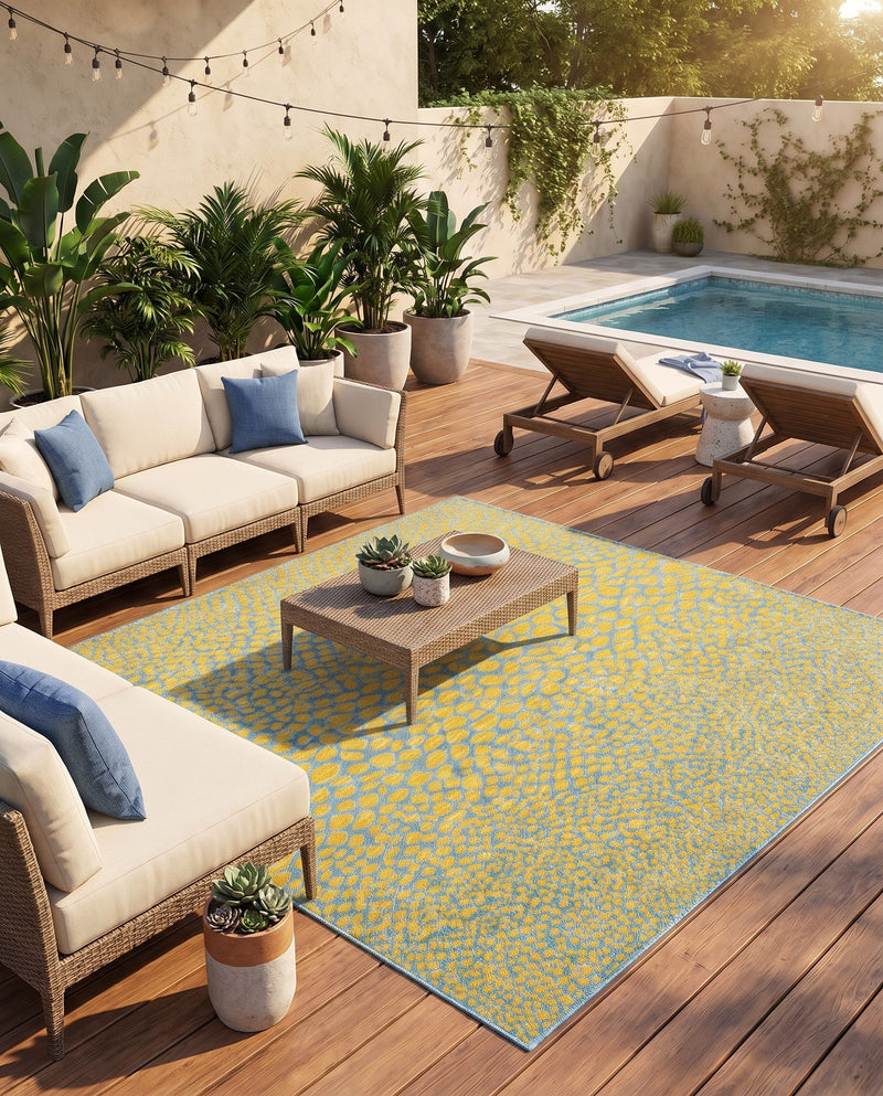 Urban Oasis Rugs Collection Area Rug -  Terrace (Yellow and Aqua) Square Yellow and Aqua  lifestyle 67