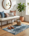 Aegean Elegance Washables Collection Area Rug -  Naxos Rectangle Navy Blue  lifestyle 7