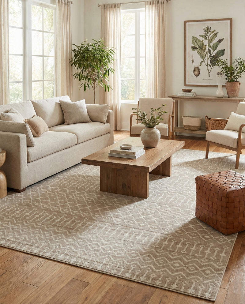 Marrakech Lattice Collection Area Rug - Medina (Beige) Rectangle Beige  lifestyle 8