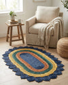 Woven Seaside Jute Collection Area Rug - Coastalhaven (Navy Blue Yellow Green) Oval Navy Blue Yellow Green  lifestyle 31