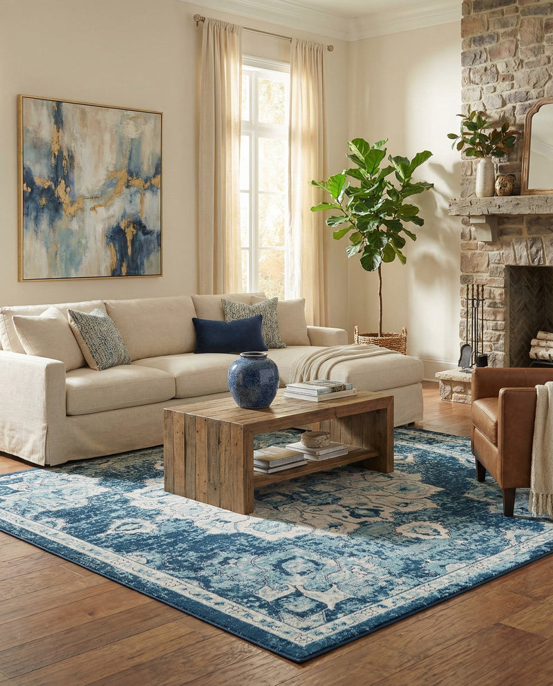 Beverly Grove Collection Area Rug - Melrose (Navy Blue) Rectangle Navy Blue  lifestyle 3