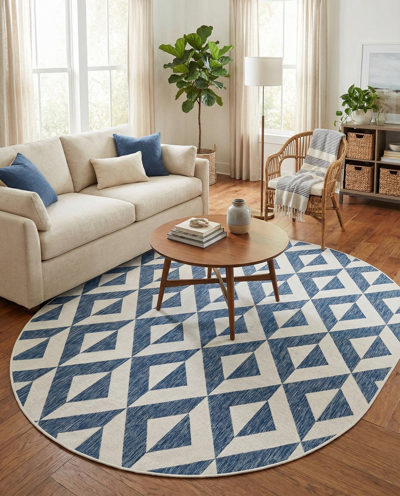 Urban Oasis Rugs Collection Area Rug -  Highrise (Blue) Oval Blue  lifestyle 46