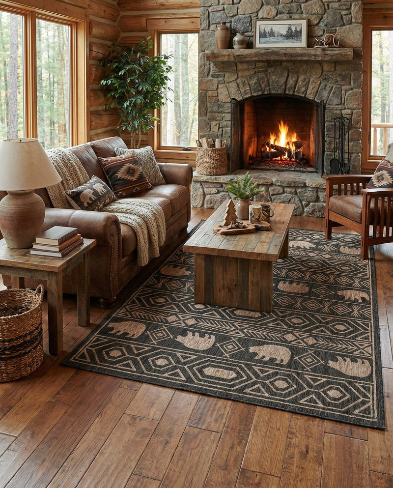 Mesa Oasis Rugs Collection Area Rug - Sundown Rectangle Black  lifestyle 39