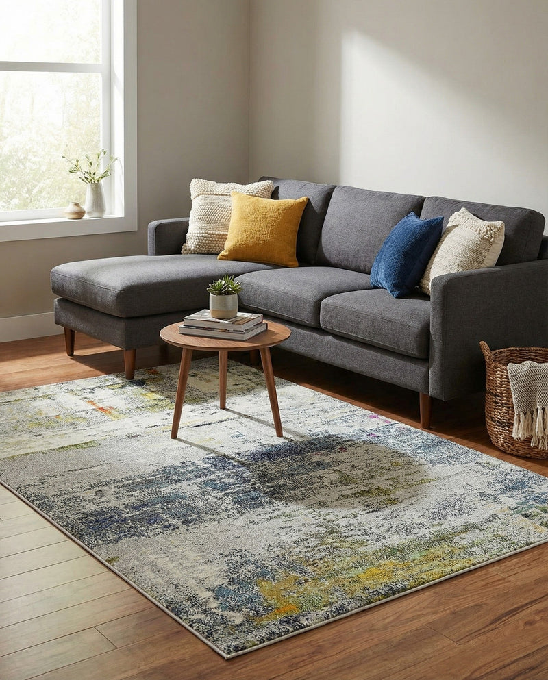 Chromatic Oasis Collection Area Rug -  Prism Rectangle Gray  lifestyle 6