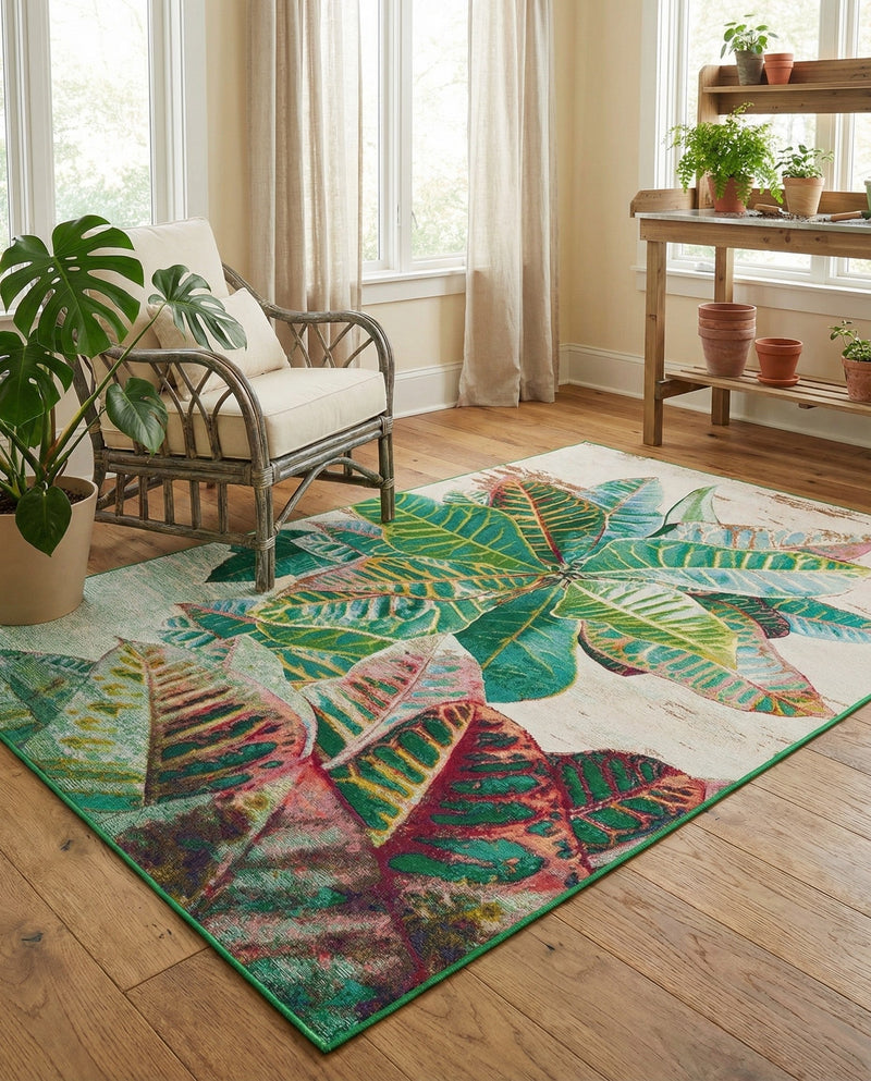 Seaside Blooms Collection Area Rug -  Fern Rectangle Multi  lifestyle 31