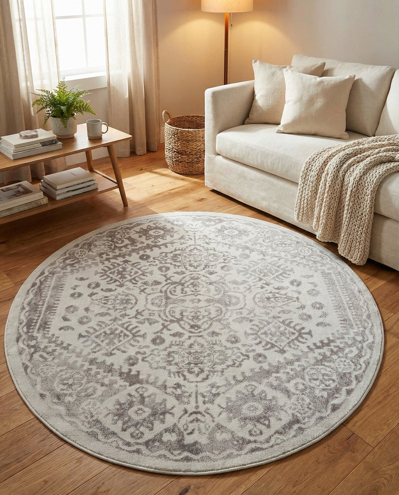 Cambridge Classics Collection Area Rug -  Fitzwilliam (Cream) Round Cream  lifestyle 73