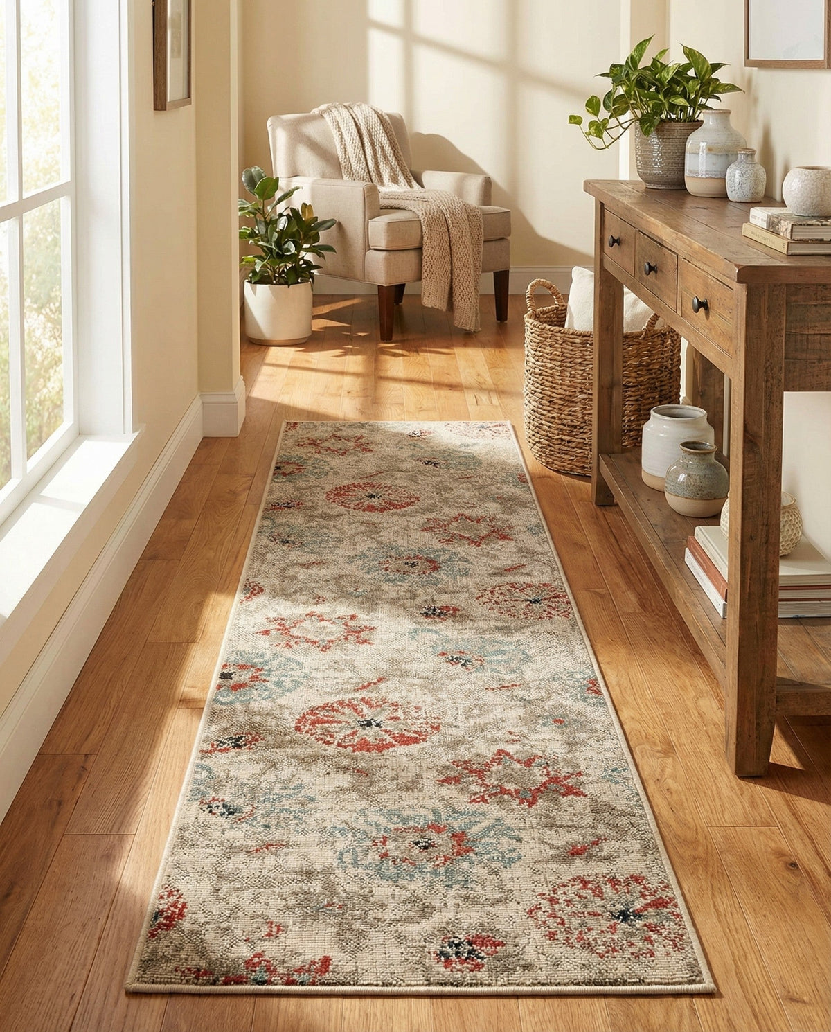 Seaside Blooms Collection Area Rug - Seychelles Runner Beige  lifestyle 129