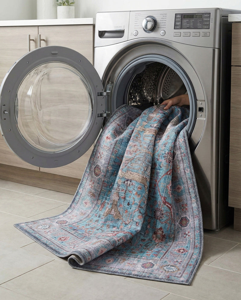 Zahara Oasis Collection Area Rug -  Marrakech Square Blue  lifestyle 72