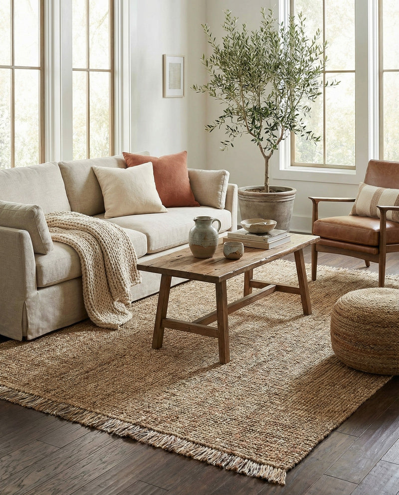 Savannah Jute Collection Area Rug - Tahoe Rectangle Natural  lifestyle 10