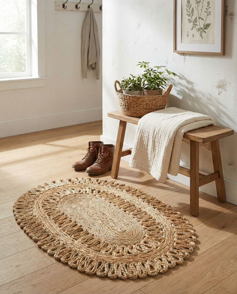Woven Seaside Jute Collection Area Rug - Varadero Oval Natural  lifestyle 13