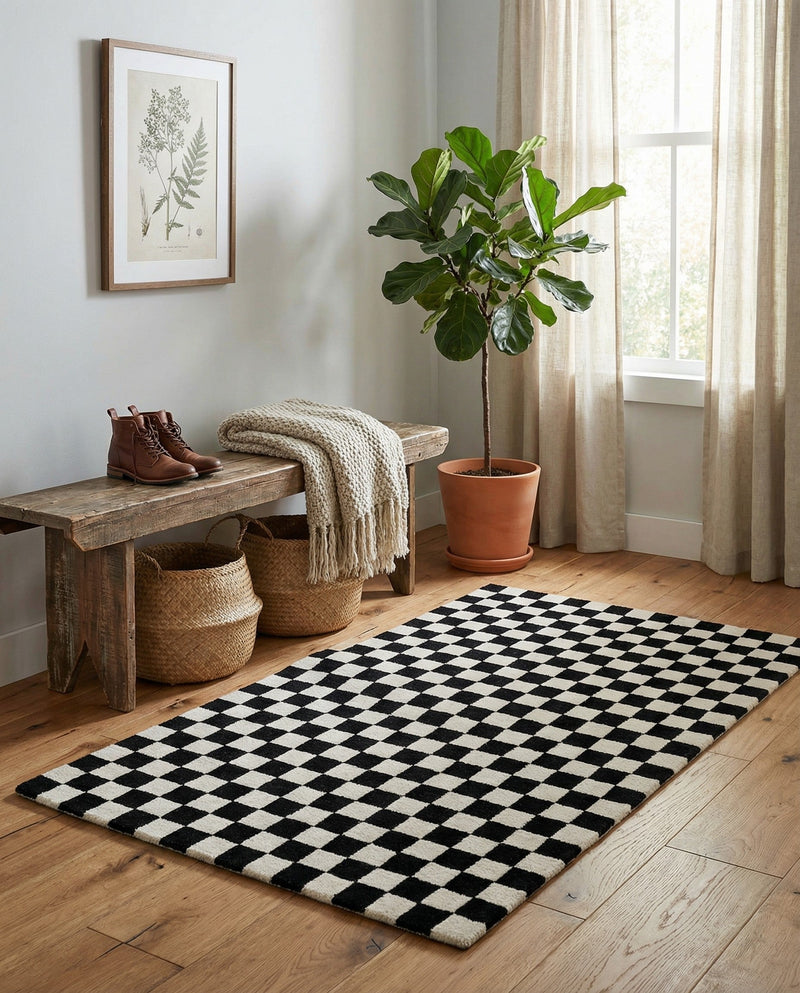 Shepherd's Glen Wool Collection Area Rug - Reykjavik Rectangle Black and White  lifestyle 30