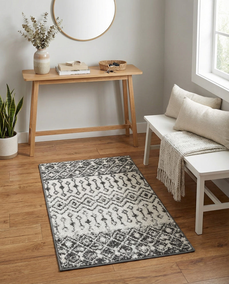 Mediterranean Lattice Collection Area Rug -  Casablanca (Ivory and Gray) Rectangle Ivory and Gray  lifestyle 21