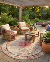 Patio Heritage Collection Area Rug -  Meadow Round Multi  lifestyle 65