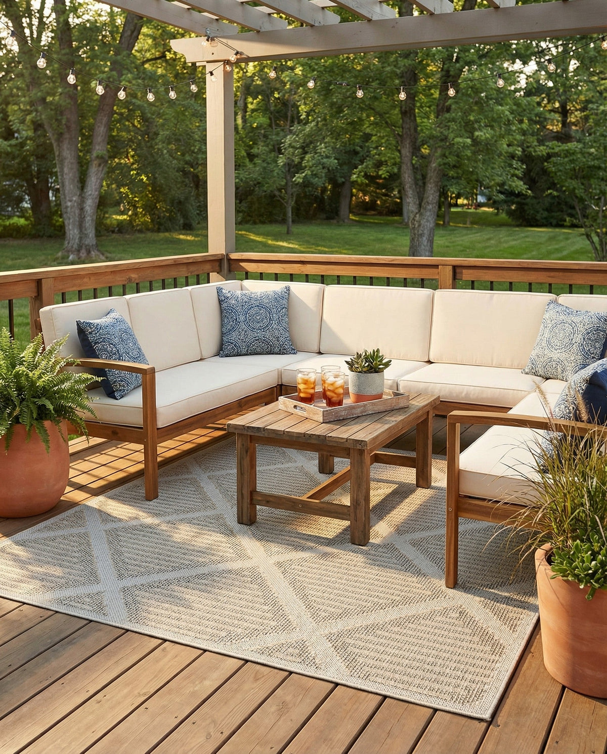 Savannah Pergola Collection Area Rug -  Eden Square Khaki  lifestyle 73