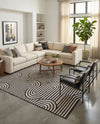 Urban Terrace Collection Area Rug -  Uptown Square Black and White  lifestyle 51