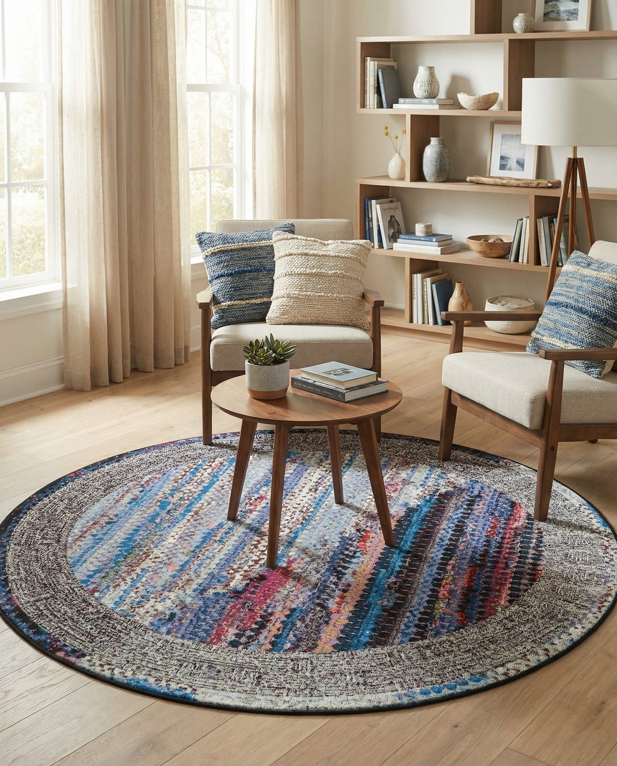 Urban Terrace Collection Area Rug -  Oasis Round Multi  lifestyle 81