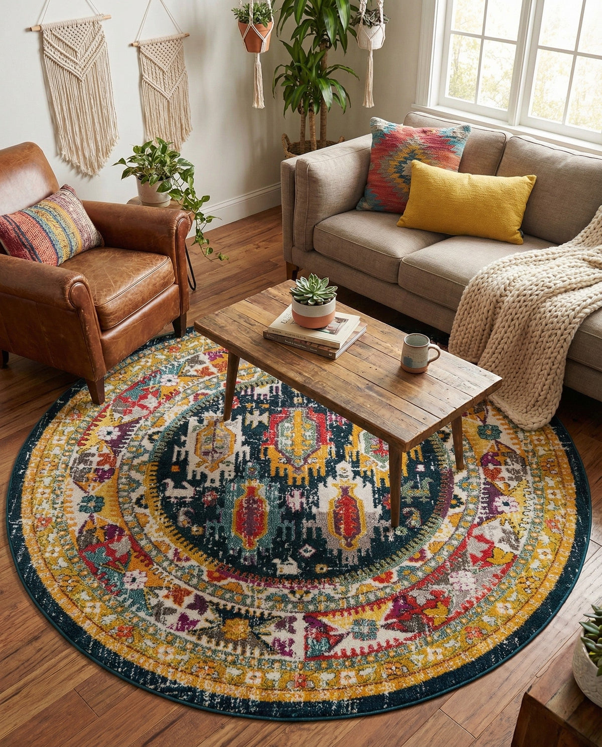 Brighton Terrace Collection Area Rug -  Portslade Round Navy Blue  lifestyle 57