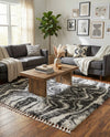 Cozy Cove Shag Collection Area Rug -  Seabreeze Rectangle Black and White  lifestyle 8