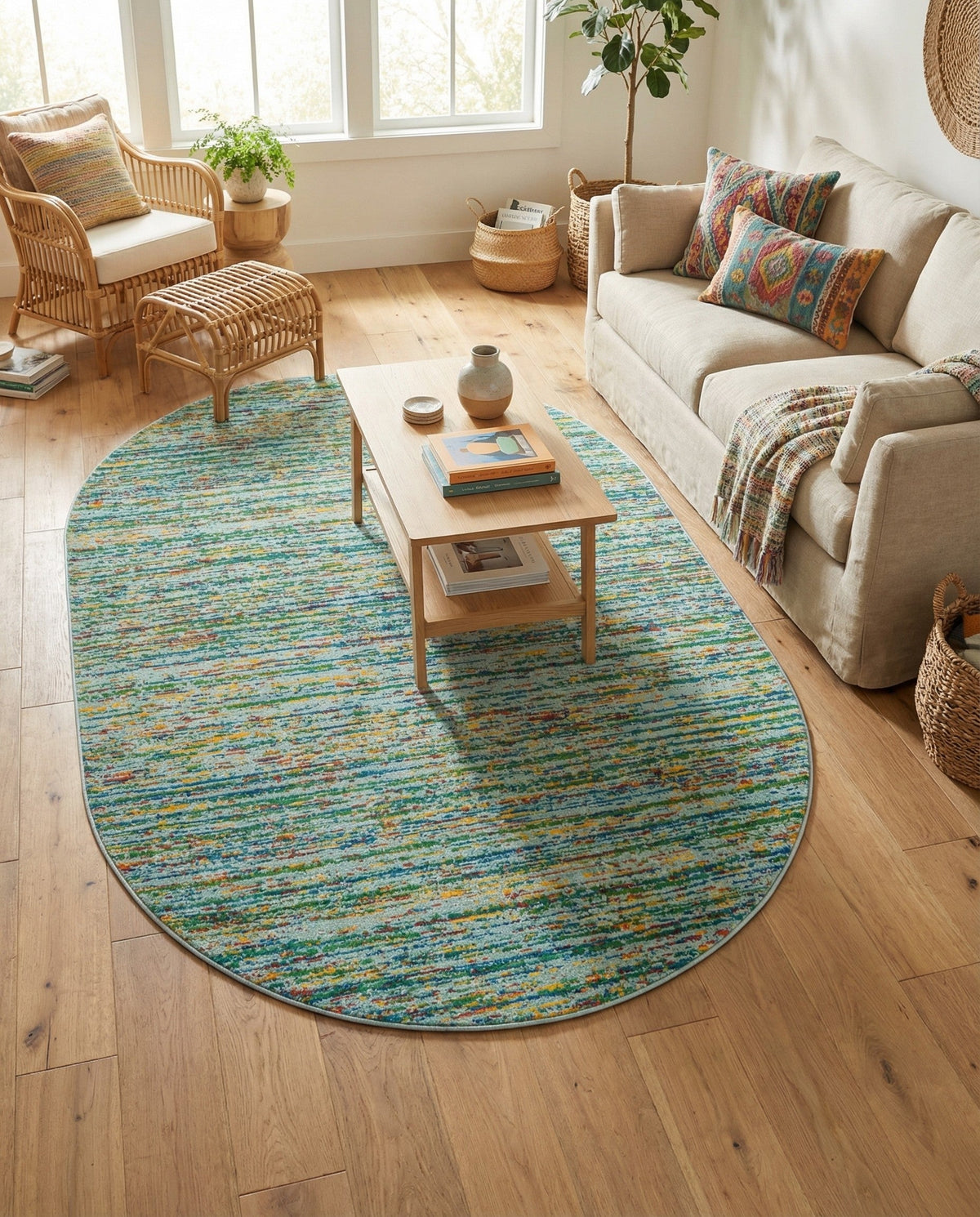 Caribbean Cove Collection Area Rug -  Lucia Oval Aqua  lifestyle 130
