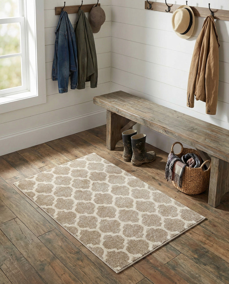 Lattice Gardens Collection Area Rug -  Bloomfield (Light Brown) Rectangle Light Brown  lifestyle 18