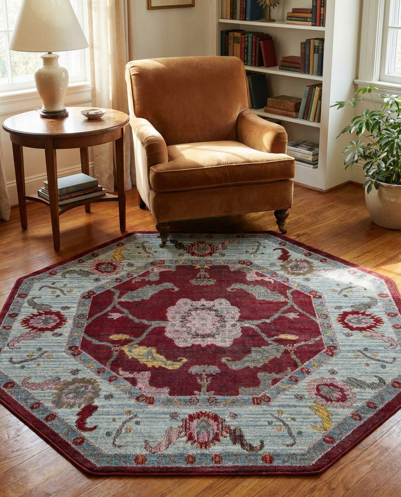 Arcadia Rugs Collection Area Rug - Eden (Red) Octagon Red  lifestyle 35